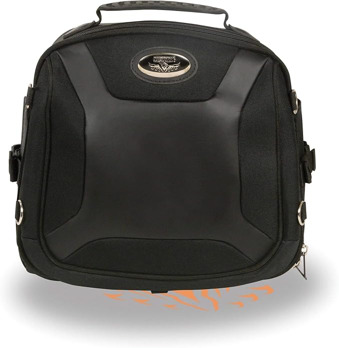 Milwaukee Leather MP8190 Small Black 'Sporty' Motorcycle Textile and PVC Sissy Bar Rack Bag - Small