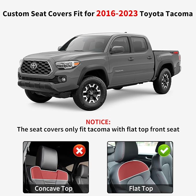 Truckiipa Full Set Leather Seat Covers Fit for Toyota Tacoma Full Coverage Waterproof Seat Covers Cushion Protector Fit for 2016-2023 Toyota Tacoma Double Crew Cab, Full Set, Black&Blue