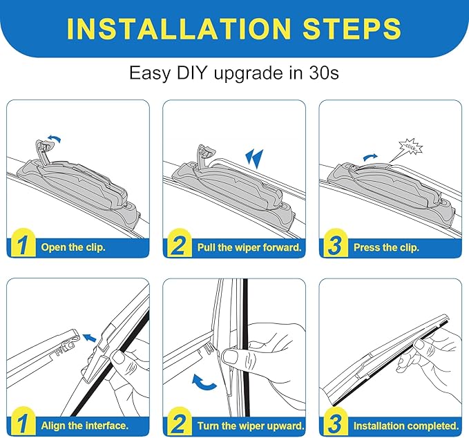 HRSNO® Wiper Blades:3-Pack Windshield Wipers for Toyota Sienna 2025-All-Season Beam Design-Quiet Streak-Free-Exact Fit Replacement for Toyota Cars (28"/20"/12")
