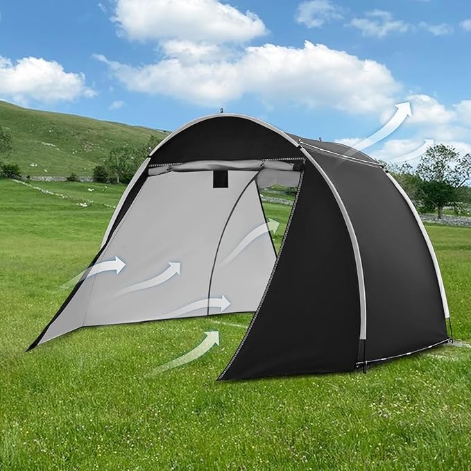 Bike Storage Shed Tent, 98.4 x 82.7 x 65 in,Outdoor Portable Bike Storage, 210D Oxford Fabric PU4000 Waterproof, 2 Rolling Doors, Store 4~8 Bikes, Motorcycles or Large Motorcycles, Without Floor