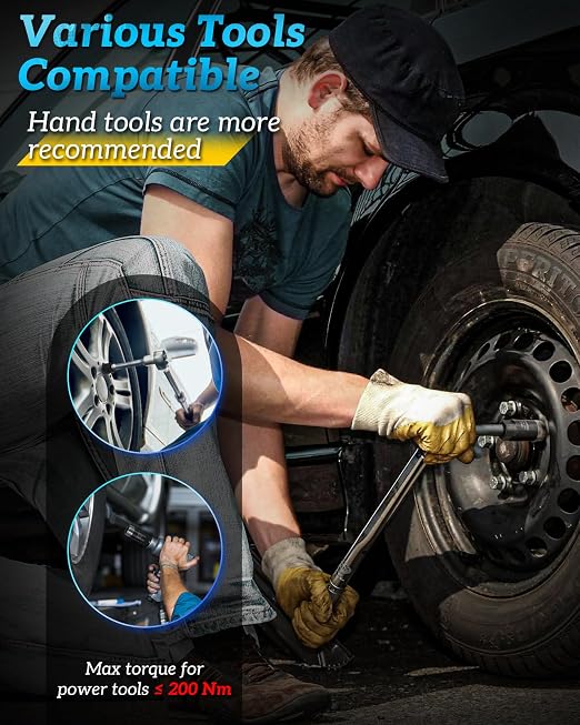 Locking Lug Nut Removal Tool,Heavy Duty Wheel Lock Removal Kit | 10 Pieces Lug Nut Extractor,Wheel Lock Removal Tool for Stripped, Rounded or Damaged Lug Nuts Removing