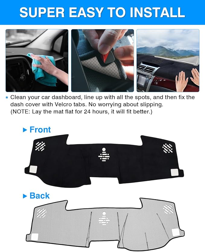 Autorder Dashboard Cover Mat for 2012-2017 Toyota Camry Accessories Dash Cover Flannel Dash Mat Sunshade Glare UV Rays Protector