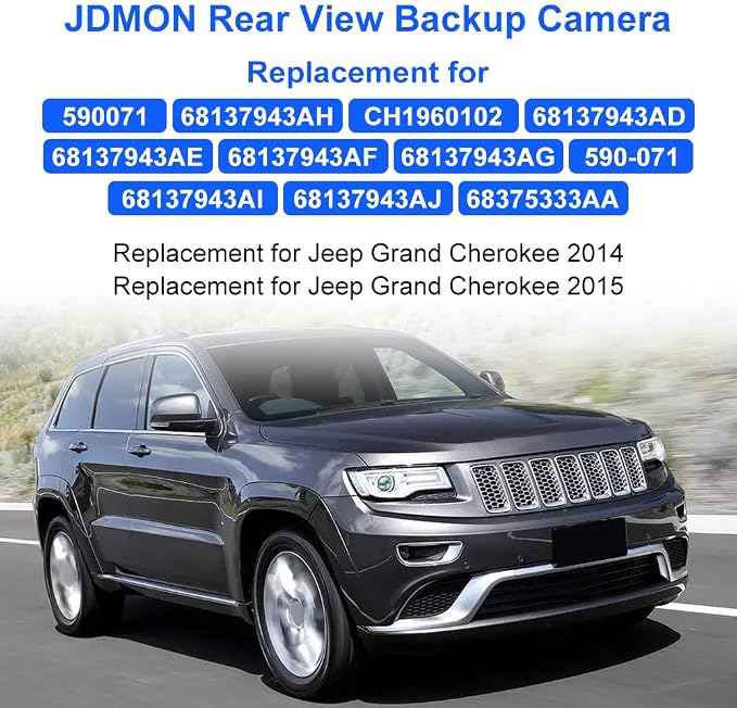 JDMON Backup Camera Replacement for Jeep Grand Cherokee 2014 2015 3.0L 3.6L V6 5.7L 6.4L V8 Reverse Rear Park Assist Camera Replacement for 590-071 68137943AD 68137943AE 68137943AJ 68375333AA