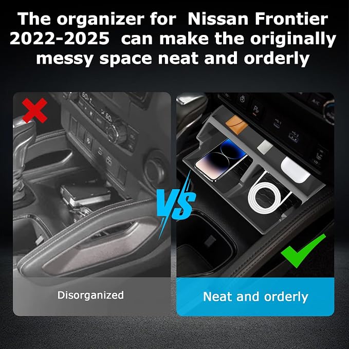 Compatible with 2022-2025 Nissan Frontier Organizer For Under Climate Controls, Perfect fit, Durable, Easy to Install and Clean, Center Console Organizer for 2022-2025 Nissan Frontier Accessoriess