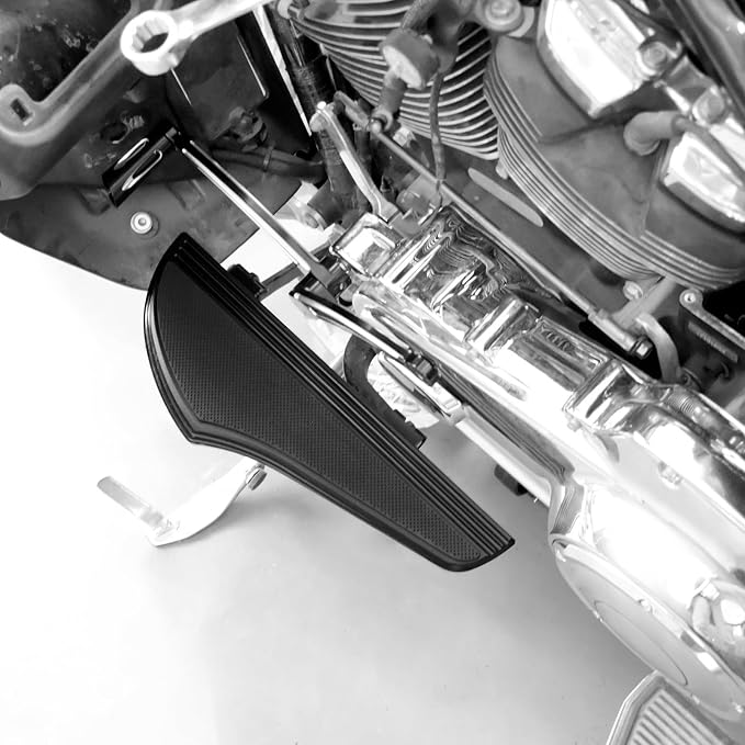 Motorcycle Floorboards Set Driver Front Footboards and Rear Passenger Foot Pegs Kit Axe style Compatible with Harley Touring Road King Road Glide Electra Glide Street Glide (Black)