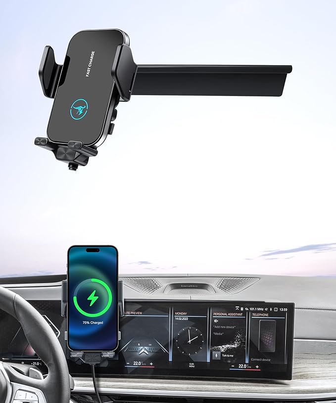 15W Wireless Fast Charger for BMW The X5/X5M X6/X6M 2024 2025 X7/X7M 2023-2026 Accessories 14.9-inch Screen Fixed Clip, Interior Decoration Mobile Phone Mount, 360° Rotation
