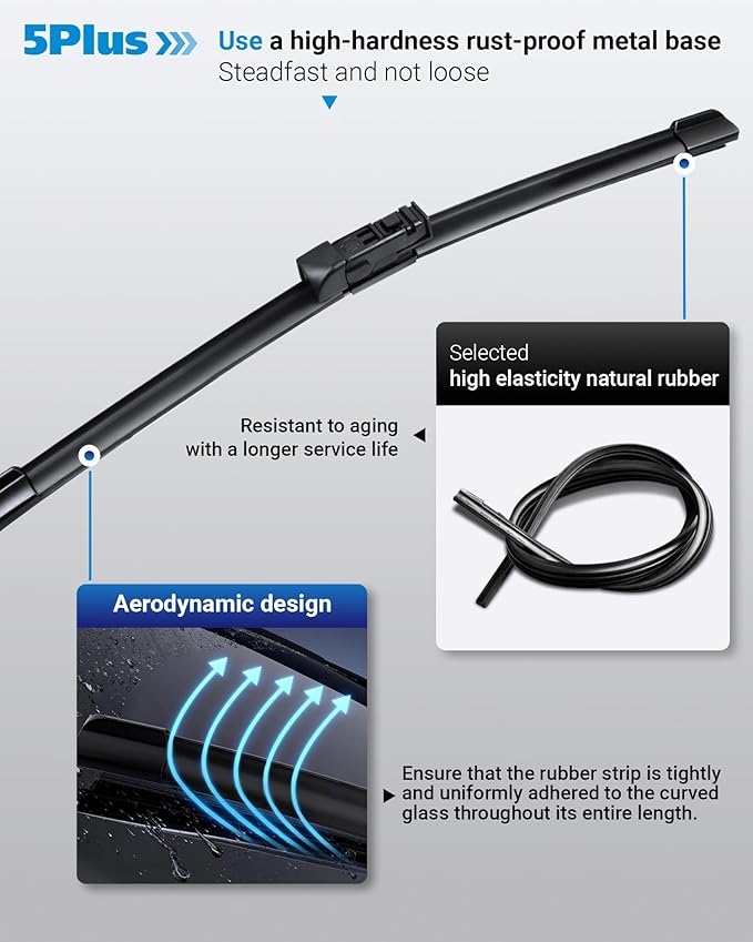 5 PLUS® 26"+16"+14" Windshield Wipers Replacement for Toyota CHR 2018 2019 2020 2021 2022 Wiper Blades,Windshield Wiper Blades Original Equipment Replacement (Pack of 3)
