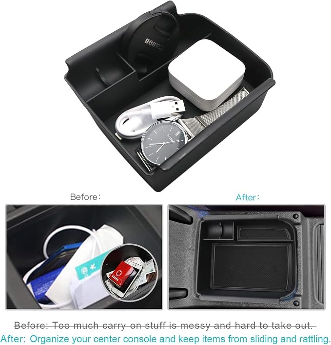 CDEFG for 2026 VW Golf Center Console Organizer for 2020-2025 2026 Volkswagen Golf R GTI Accessories Middle Console Organizer Armrest Storage Box