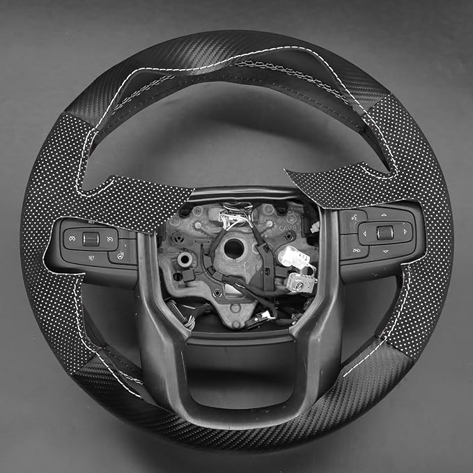 MEWANT Hand Stitch Car Steering Wheel Protector Wrap Cover for GMC Sierra 1500 2019-2023 / Sierra 1500 Limited 2022 / Sierra 2500 2020-2024 / Sierra 3500 2020-2024 / Yukon (XL) 2021-2023 Accessories