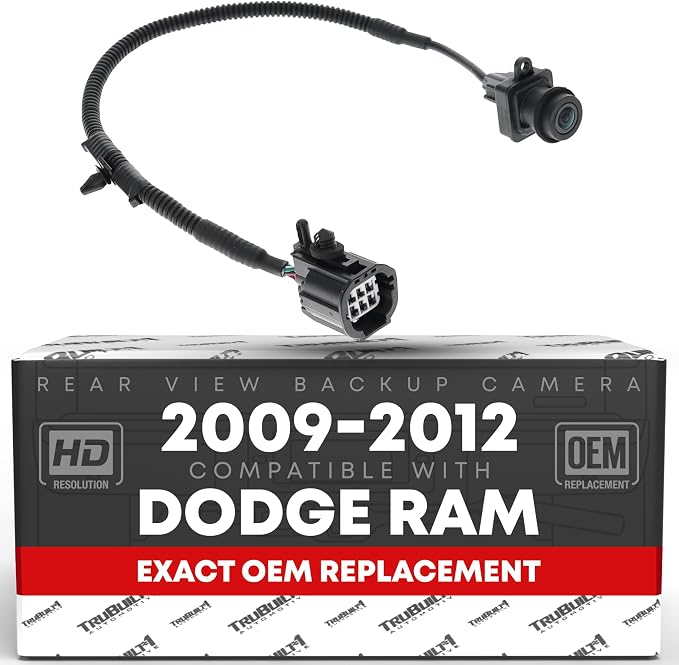 Rear View Backup Camera - Compatible with 2009-2012 Dodge Ram 1500, 2500, 3500 - Reverse Park Assist Camera Replacement - OEM 56054164AD, 590-078
