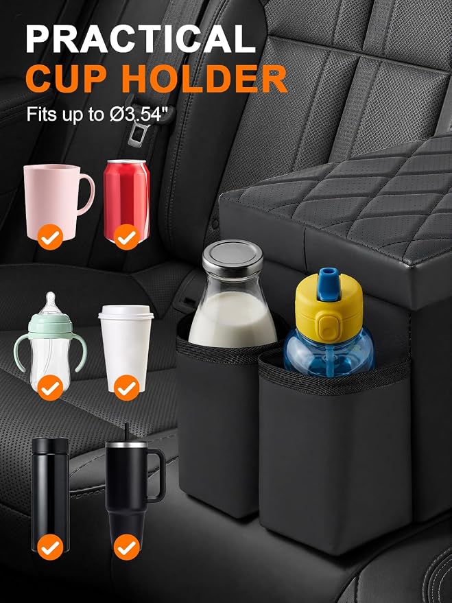 Car Seat Organizer Compatible with 2019-2026 Kia Telluride/Subaru Ascent 7 Seater, Car Seat Aisle Storage Box with 9.5L Leakproof Cooler Bag, Foldable Backseat Console Bin for Family Travel