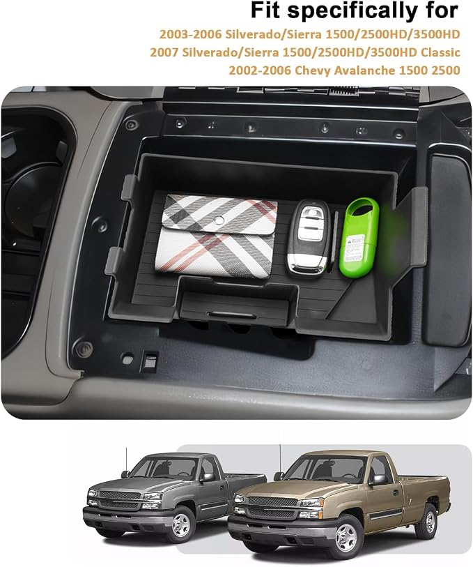 ECOZEN Center Console Organizer For 2003-2006 Silverado/Sierra 1500/2500HD/3500HD & 2007 Silverado/Sierra Classic & 2002-2006 Chevy Avalanche Accessories - Full Console w/Bucket Seats Only