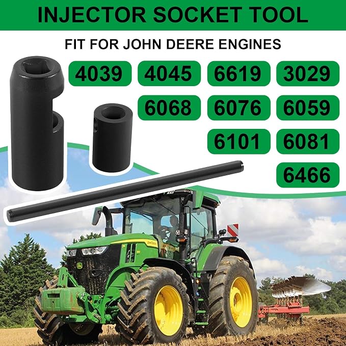 JDE92 Injector Socket Tool, 21 MM Type Injection Nozzle Fit for John Deere Engines Equipped with The Robert Bosch KDEL Injectors