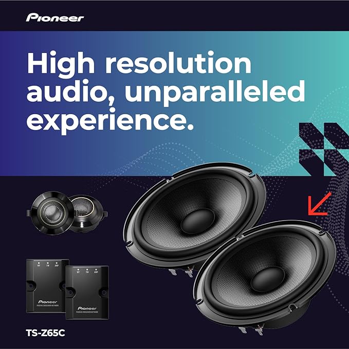 PIONEER Z-Series TS-Z65C 6.5” 2-Way Speakers (Pair) – 300W Max, Crisp Highs + Clear Vocals, Audiophile Upgrade, Add an Amplifier for Optimal Performance