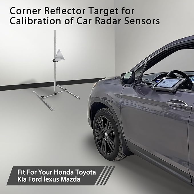 ADAS Calibration Tool Kit Compatible with Honda Toyota Kia Ford ADAS Radar Aiming Calibration Tool,Post with 0-30 Centimeter Scale,Corner Reflector Target with Billet Aluminum Stand
