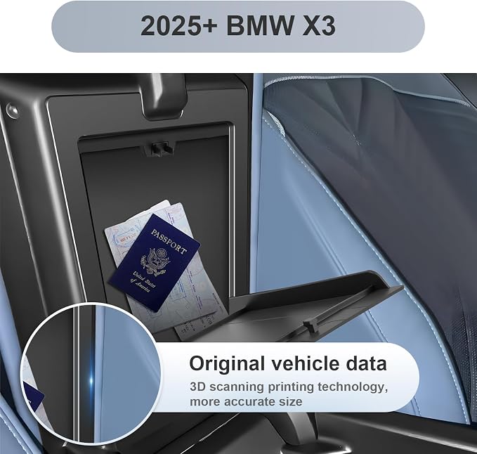 SKTU 2Pcs for 2025 2026 BMW X3 Center Console Organizer for 2025 2026 BMW X3 (30 xDrive/M50 xDrive) Console Tray Hidden Box 2025 2026 X3 Privacy Storage Box BM W X3 2025 2026 Accessories