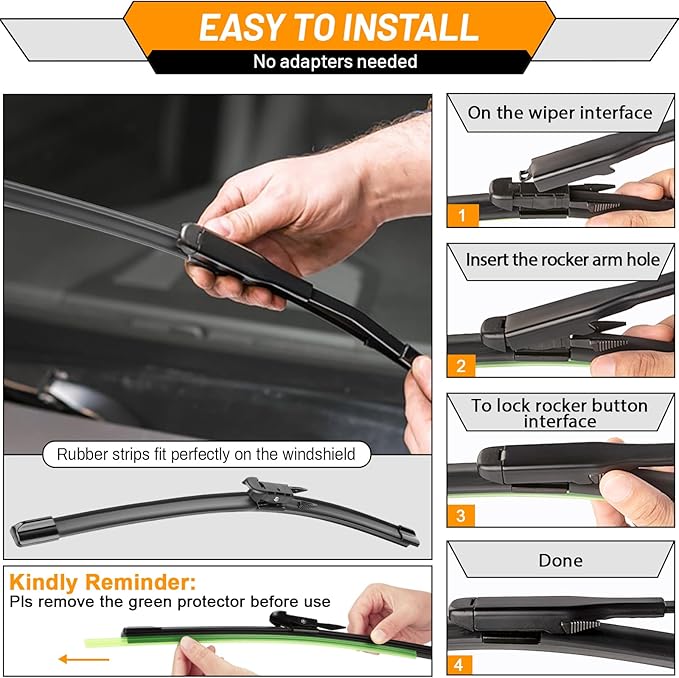 AUTOBOO 28"+28" Windshield Wipers with 15 Inch Rear Wiper Blade Replacement for Ford Edge 2015 2016 2017 2018 2019 2020 2021 2022 2023-Original Factory Quality (Pack of 3)