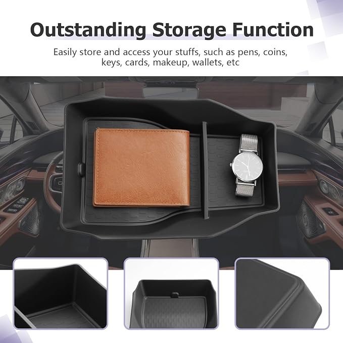 LUWU 2026 Lincoln Nautilus Lower Center Console Organizer Compatible with 2024 2025 2026 Lincoln Nautilus Premiere/Reserve/Black Label Accessories Armrest Console Organizer Armrest Insert Tray Black