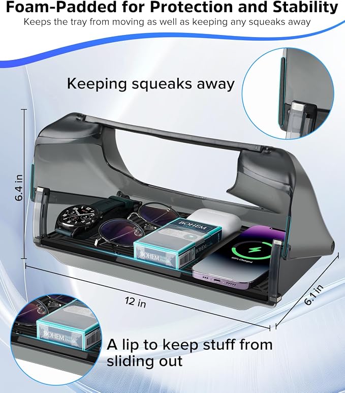 Hidden Under Screen Storage Box for 2016-2026 Tesla Model 3/Y & Model 3 Highland with Silicone Anti-Slip Mat Easy Install Hidden Design Center Console Organizer Tray