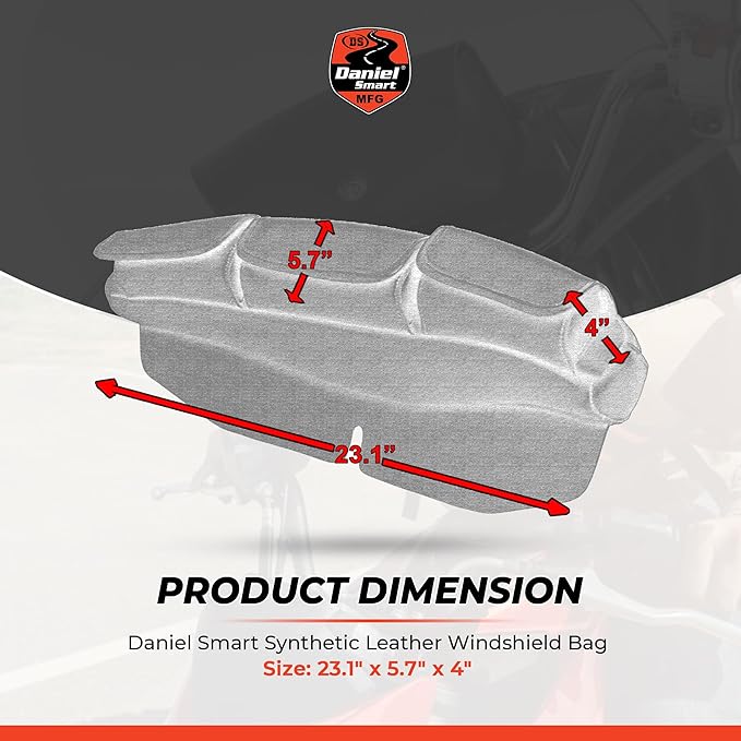 Daniel Smart Motorcycle Windshield Bag for Harley Touring 1996-2013, 3-Pocket Water Resistant Windscreen Bag Compatible with Electra Glide, Street Glide FLHX FLH, Trike Models