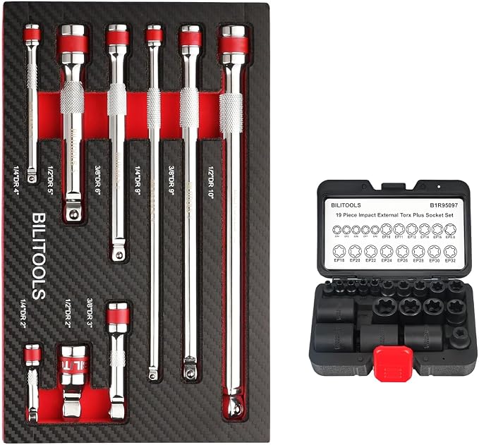 External Torx Plus Socket Set with Wobble Extension Set