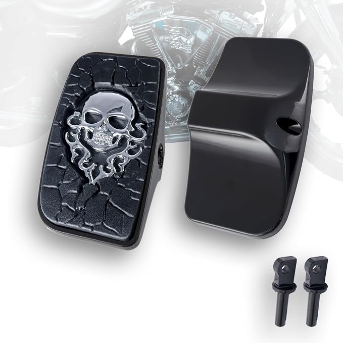 Driver Footpeg Passenger Peg Floorboard Footboard for Harley Sportster Forty-Eight Seventy-Two Special Custom XL1200V XL1200C (Gloss Black, Metal Skull)