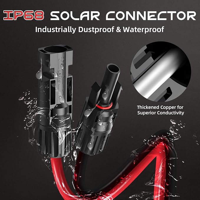 35FT 10AWG XT60 Solar Charging Cable, GIBBAB Solar Panel Connector to XT60 Extension Charge Adapter Cable with Caps & Wire Ties for LiFePO4 Battery RV Portable Power Station Generator