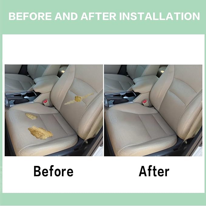 FZJDSD Light Tan Driver & Passenger Side Bottom & Top Lean Back Microfiber Leather Replacement Seat Covers Compatible with Honda Accord 2013 2014 2015 2016 2017