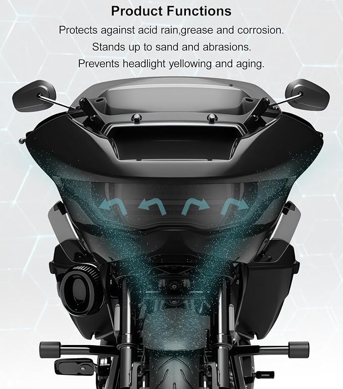 Headlight Lens Headlamp Protection Headlight Cover Compatible with Harley CVO Road Glide FLTRXSE 2023-2025 & Road Glide/ST 2024-2025 (Black)
