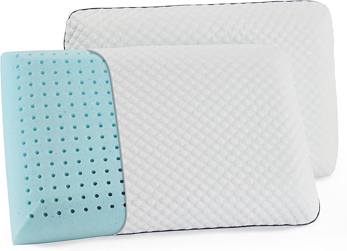 WEEKENDER Gel Memory Foam Pillow - Queen Size - 2-Pack - Medium Firm Feel - Neck & Shoulder Support - For Back & Side Sleepers - Home, Hotel, & Hospital Essentials