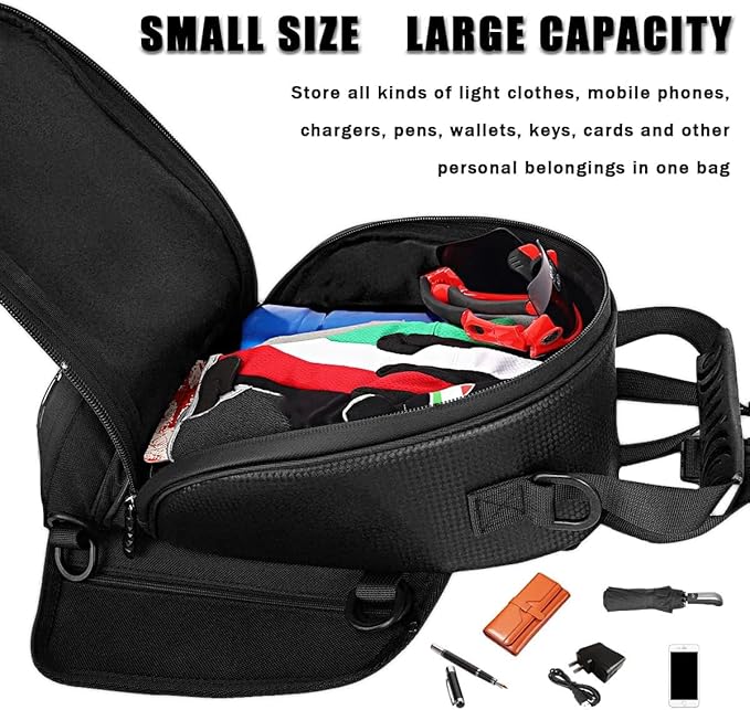 Motorcycle Tank Bag for Kawasaki Ninja ZX 4RR KRT 2023, Strong Magnetic Waterproof Oxford Black Motorbike Quick Release Pannier Bag