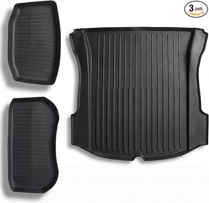 All Weather Cargo Liners for Tesla Model 3 Trunk Mats,Front Frunk and Rear Trunk Tray Mats Protector 2021 2022 2023 Accessories