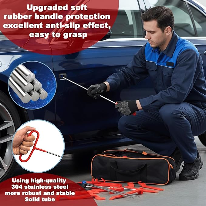 HIGH & SKY Car Tool Kit – Solid Steel Rod 68 Inch with Air Wedge & Pump | Multipurpose Car Repair Tool Kit for Vehicles, Home & Garage Use