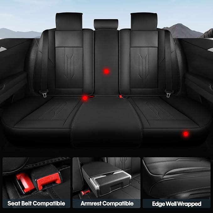 AOOG Pickup Seat Covers Custom Fit for Dodge Ram 1500/2500/3500 2002-2026 Faux Leather Seat Cover Set Compatible with Crew, Regular, Quad, Mega Cab, Waterproof Car Truck Cushions (Black, Front Seat)