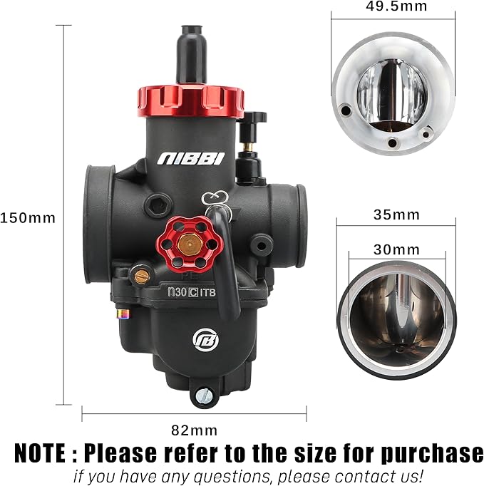 NIBBI PE30mm Carburetor 250cc Replacement High Performance with Carb Jets, Fit 250cc-300cc YAMAHA KAWASAKI SUZUKI Apollo SSR TTR KYMCO SYM TAOTAO ATV Dirt Bike Pit Bike GY6 Motorcycle Scooter Hawk250