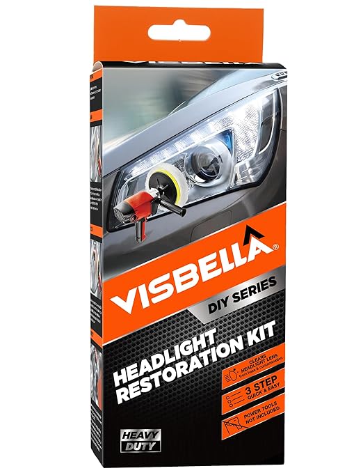 Visbella Auto Vehicle Headlight Restoration Kit, DIY Car Care Electric Repair Kit to Restore Oxidation Hazy Yellow Scratch for Headlights, Taillights, Fog or Directional Lights (Electric Solution)