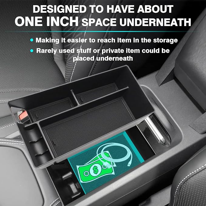 BestEvMod AOSK Center Console Organizer & Screen Back Organizer Compatible with 2021-2024 Mustang Mach E Middle Storage Box with Coin Holder 2PCS Set (V1 Console+Screen Back)