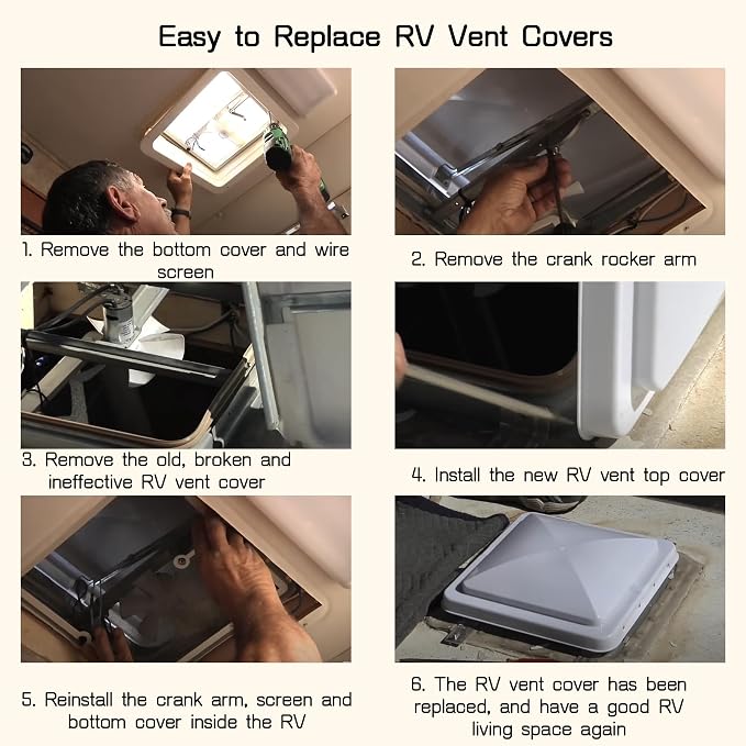 RV Vent Cover 14" Roof Vent Lid for Universal RV, Trailer, Camper, Motorhome Roof Replacement Ceiling Vent Covers, Plastic Square Skylight Cover Liftable, 1 Pack White