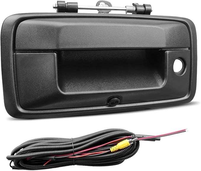 Backup Camera Tailgate Handle with Keyhole Fit for Chevrolet Chevy Silverado GMC Sierra 2014-2015 Replace 23128692, Rear View Camera Liftgate Latch Door Handle with Harness Black