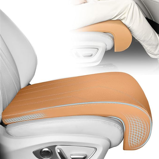 FLORICH Car Seat Extender Leg Extender Support Cushion for Driver Seats Office Chair, Leather Carseat Leg Support for Long Drivers Universal Car Seat Cushion Legs Rest Pads-Brown