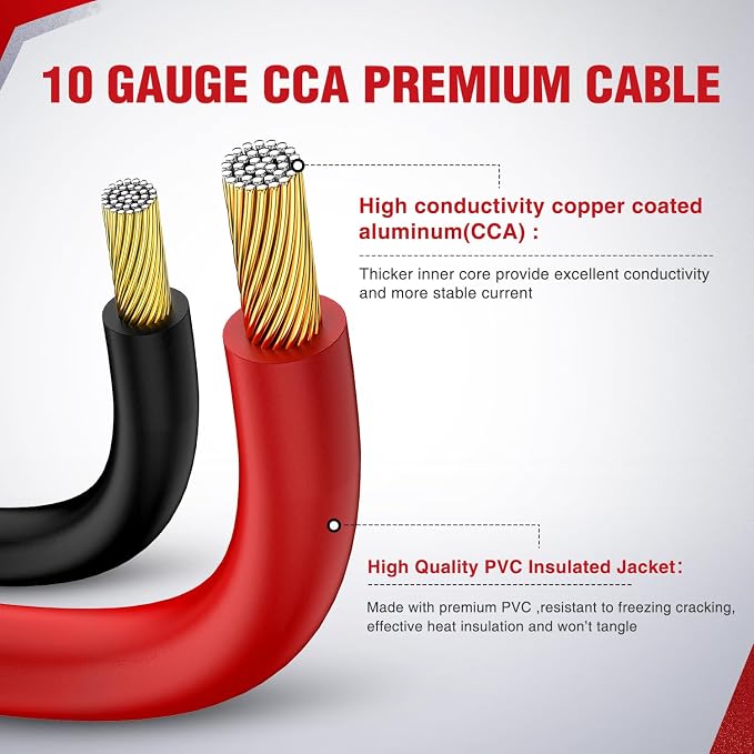 Nilight Jumper Cables for Car Battery 10 Gauge 12 FT Booster Cable Heavy Duty 200 A CCA with Carrying Bag Jump Start Emergency Kit Pickup Vans SUV Sedan Motorcycle