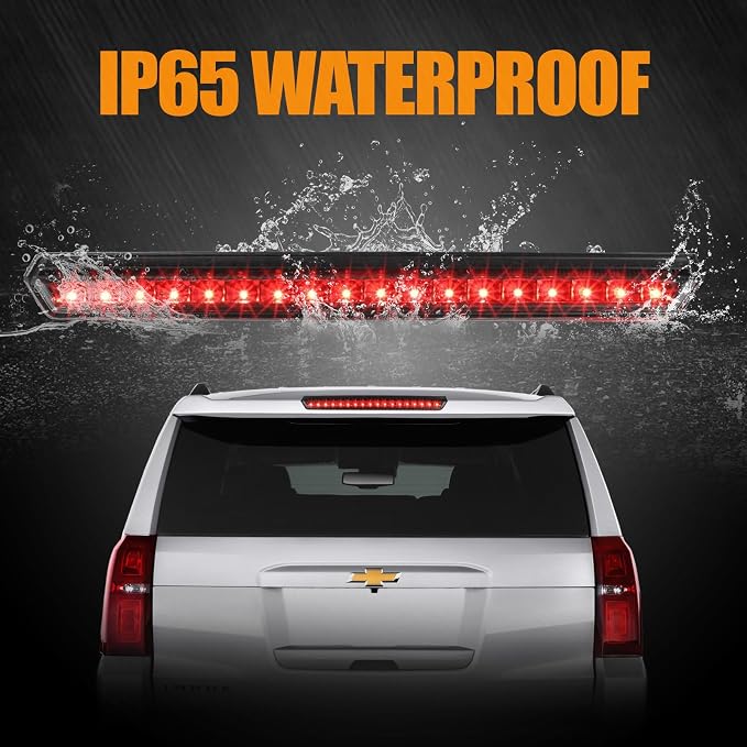Third 3rd Brake Light LED for 2015-2020 Chevy Tahoe/Suburban, High Mount Rear Brake Lights Assembly for 2016-2019 Suburban 3500HD, Waterproof Center Cab Lamp Stop Light (Black Housing)