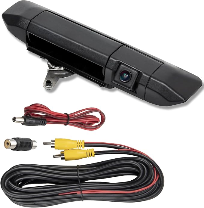 EWAY Tailgate Handle Backup Camera w/ 20FT RCA Extension Cable for 2005-2014 Toyota Tacoma, Liftgate Door Handle Latch Replacement Reverse Rear View Aftermarket Back Up Camera, Replaces# 69090-04020