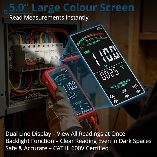 6000 Counts Smart Digital Multimeter,USB Rechargeable,Color LCD Screen | Smart auto/manual multimeter,AC/DC voltage current,NCV safety,capacitance frequency temperature,True RMS,home and car repair