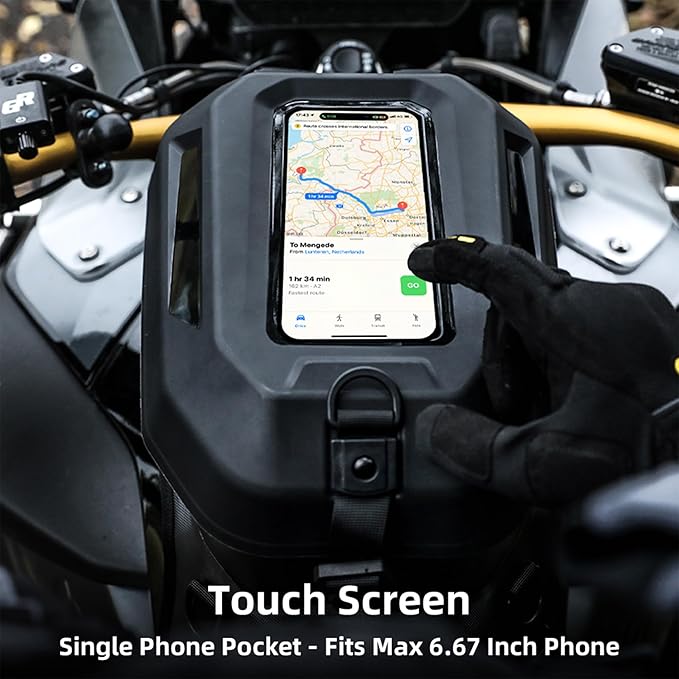 Rhinowalk Motorcycle Tank Bag and Backpack, 5.6 Liter Touchscreen Waterproof Sports Backpack for Motorcycle Riding, Hiking, Cycling, Camping - Expandable MOLLE System