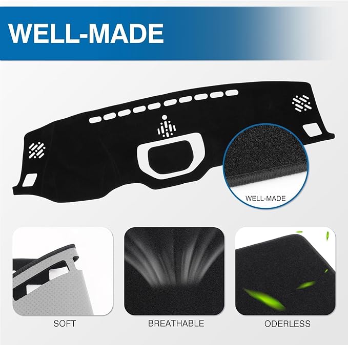 KUST Black Dash Cover for 2014-2021 Toyota Tundra Truck Non-Slip Dashboard Cover Polyester Interior for Tundra Accessories Custom Fit Dash Mat No Glare