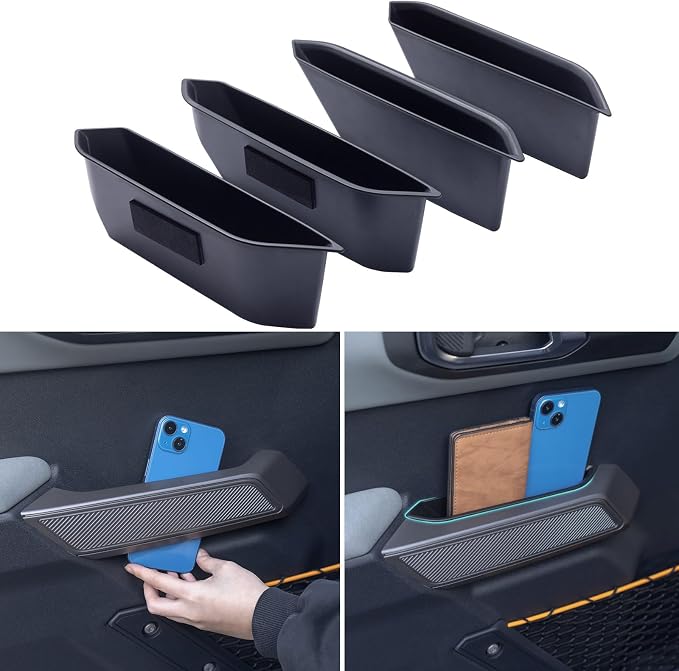TOPINSTALL Center Console Organizers and Door Handle Box Compatible with 2021-2024 Bronco 4-Door Accessories, Full Size Armrest Storage Tray Inner Storage Box (Not for Bronco Sport)