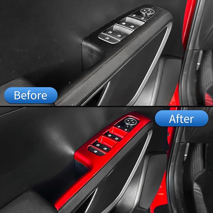 4PCS Door Lock Switch Covers Trim Compatible with Soul 2020-2026 Accessories (Red)