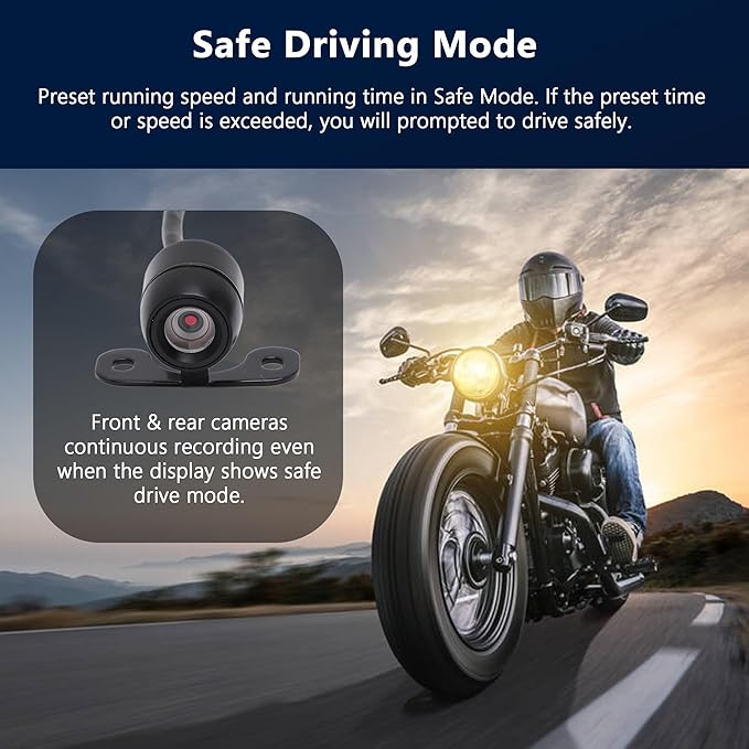Fydun Motorcycle Dash Cam Front and Rear, 2 Inch 1080P+720P Dual Lens Motorbike DVR, IP67 Bike Camera with Loop Recording, G-Sensor, Parking Mode, Wired Remote Control