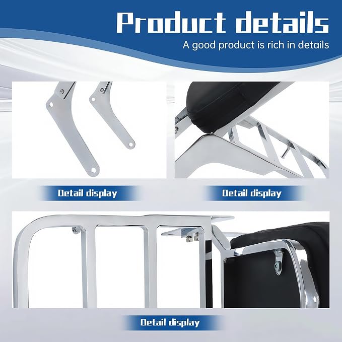 WFLNHB Passenger Backrest Sissy Bar Replacement for Honda CMX250CD 1986 | with Luggage Rack, Silver